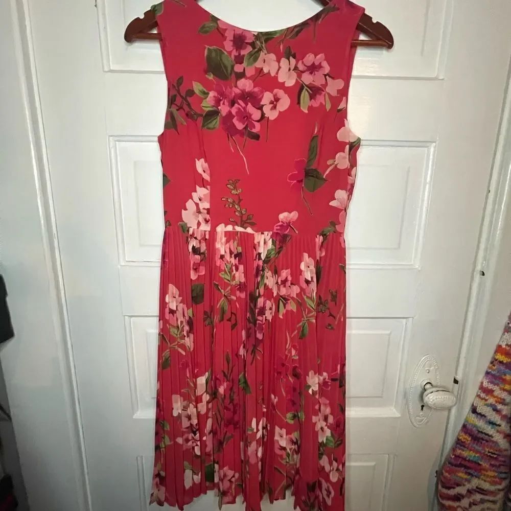 Adrianna Papell Cherry Blossom Dress w/ Pleated Skirt Size 4